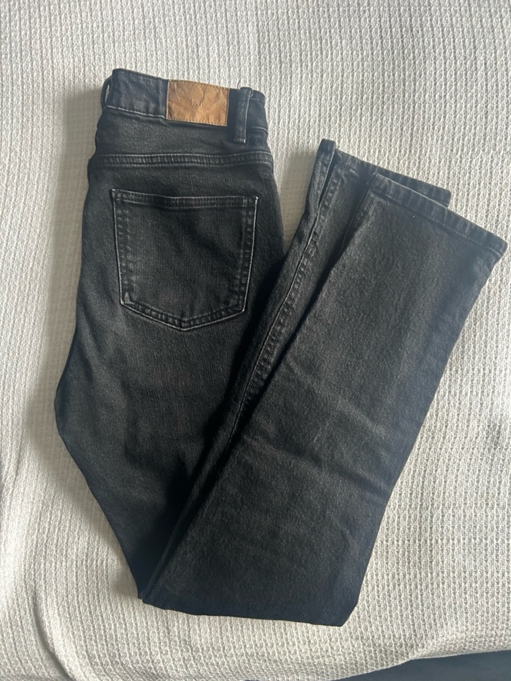 Zara Women’s Black Straight Jeans with Ankle Slit